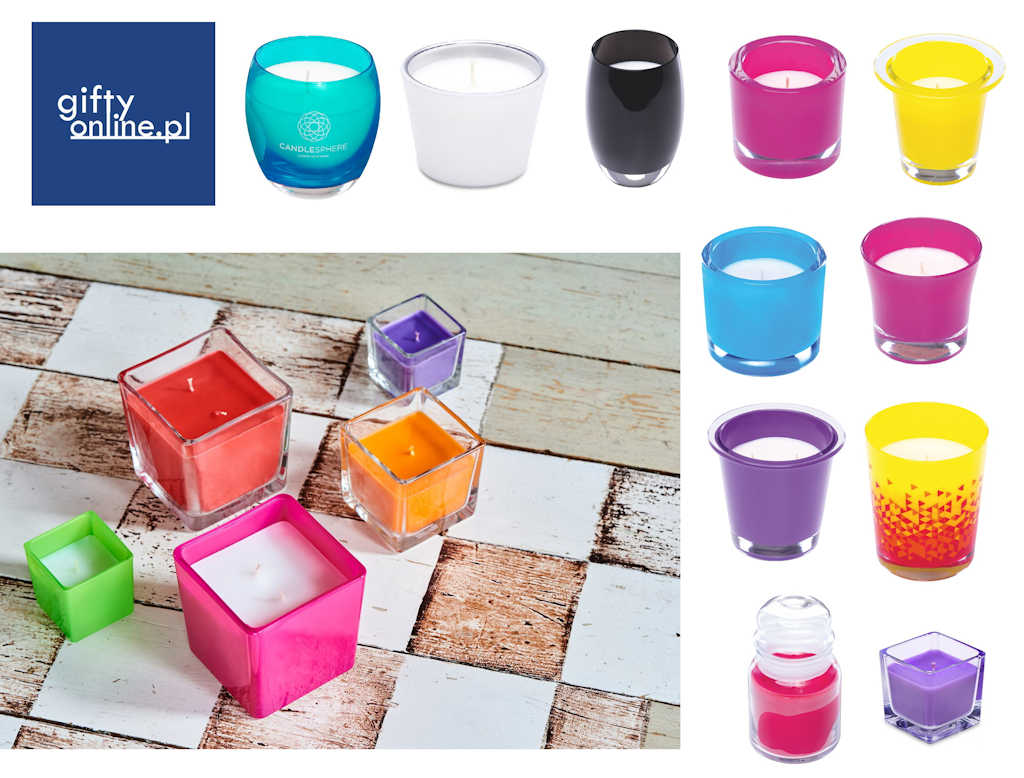 Scented promotional candles with company logo