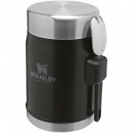 10088190-Słoik na żywność Stanley Legendary z łyżko-widelcem, o pojemności 400 ml-Czarny matowy