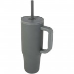 10086783-Brady izolowany kubek z certyfikatem RCS o pojemności 900 ml z silikonową słomką-Szary