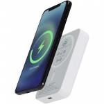 12444201-Acrab magnetyczny bezprzewodowy powerbank o pojemności 10 000 mAh i mocy 15 W z technologią 20 W PD &mdash; wykonany z tworzyw sztucznych pochodzących z recyklingu-Biały