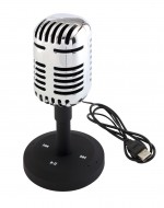 8106008-Głośnik bluetooth w stylu retro, MICROPHONE-srebrny/czarny