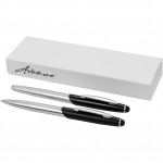 10667000-Długopis ze stylusem i pióro kulkowe Geneva-Srebrny,czarny