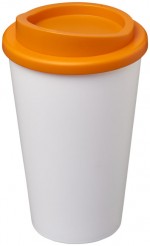 21000112-Kubek termiczny z serii Americano® o pojemności 350 ml-Biały  , pomarańczowy