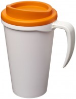 21000405-Kubek termiczny z serii Americano® Grande o pojemności 350 ml-Biały  , pomarańczowy