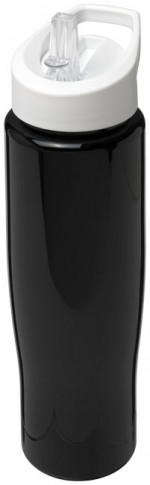 21004409-Bidon H2O Tempo&reg; o pojemności 700 ml z wieczkiem z słomką-czarny, Biały