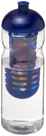 21004801-Bidon H2O Base® z wypukłym wieczkiem o pojemności 650 ml z możliwością przyrządzania wody smakowej-przezroczysty/niebieski
