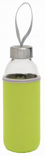 0304233-Szklana butelka TAKE WELL, transparentny-transparentny, zielone jabłko