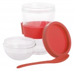 800397-05-Plastikowy kubek na jogurt i musli-czerwony