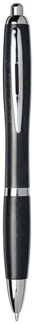 10737900-Długopis kulkowy Nash z chromowaną skuwką ze słomy pszenicy-czarny
