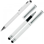 B0401200IP306-Zestaw piśmienny długopis i pióro kulkowe soft touch CLAUDIE-biały
