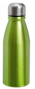 0304284-Aluminiowa butelka FANCY, srebrny-srebrny, zielone jabłko