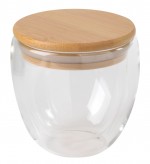 0304450-Dwuścienna szklanka BAMBOO ART 250ml-brązowy, transparentny