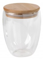 0304451-Dwuścienna szklanka BAMBOO ART 350ml-brązowy, transparentny