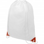 12048805-Plecak Oriole ściągany sznurkiem z kolorowymi rogami-Biały, Pomarańczowy
