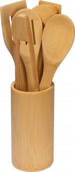 8256613-Zestaw bambusowych akcesoriów kuchennych-Beżowy