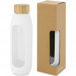 10066601-Tidan Butelka z borokrzemianowego szkła o pojemności 600 ml z silikonowym uchwytem-Biały
