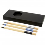10777990-Kerf 3-częściowy zestaw bambusowych długopisów-Czarny, Piasek pustyni