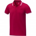 38108210-Męska koszulka polo Amarago z kontrastowymi paskami i krótkim rękawem-Czerwony xs