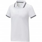 38109010-Damska koszulka polo Amarago z kontrastowymi paskami i krótkim rękawem-Biały xs