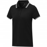 38109900-Damska koszulka polo Amarago z kontrastowymi paskami i krótkim rękawem-Czarny xs