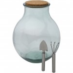 11325601-Terrarium Tier ze szkła z recyklingu z zestawem ogrodniczym-Przezroczysty bezbarwny