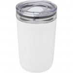 10067501-Szklany kubek Bello o pojemności 420 ml z zewnętrzną ścianką z plastiku z recyklingu-Biały