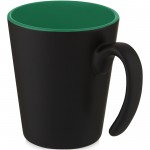 10068761-Kubek ceramiczny Oli o pojemności 360 ml z uchwytem-Zielony, Czarny