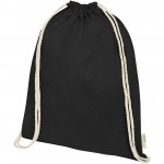 12061290-Plecak ściągany sznurkiem Orissa z bawełny organicznej z certyfikatem GOTS o gramaturze 140 g/m²-Czarny