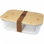 11327606-Pudełko śniadaniowe ze szkła Roby z bambusową pokrywką-Natural, Przezroczysty bezbarwny