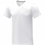 38030011-Koszulka damska Somoto z krótkim rękawem i kołnierzem w serek-Biały s