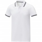 38108011-Męska koszulka polo Amarago z kontrastowymi paskami i krótkim rękawem-Biały s