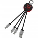 2PX00221-Kabel z podświetlonym logo 3w1 z brelokiem - SCX.design C16-Czerwony, Czarny