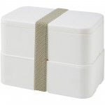 22040101-MIYO dwupoziomowe pudełko na lunch-Biały, Biały, Szary kamienny