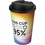 21049101-Brite-Americano® Recycled kubek izolowany o pojemności 350 ml ze szczelną pokrywką-Biały, Czarny