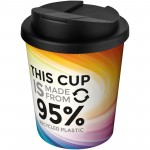 21049501-Brite-Americano® izolowany kubek z recyklingu o pojemności 250 ml ze szczelną pokrywką-Biały, Czarny