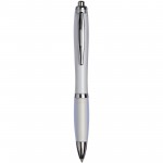 21033500-Curvy ballpoint pen with frosted barrel and grip-Biały