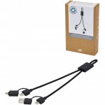 12434590-Connect kabel do szybkiego ładowania 6-w-1 o mocy 45 W z aluminium pochodzącego z recyklingu z certyfikatem RCS-Czarny