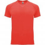 R04072K5-Bahrain sportowa koszulka męska z krótkim rękawem-Fluor Coral 2xl