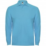 R66354U6-Estrella koszulka męska polo z długim rękawem-Turkusowy 3xl