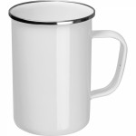 8385706-Kubek metalowy emaliowany 550 ml-Biały