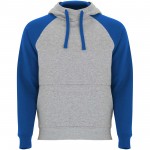 K1058B2J-Badet dziecięca dwukolorowa bluza z kapturem-Szary melanż, Błękit kr&oacute;lewski 9/10