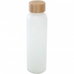 10083001-Matowa butelka ze szkła sodowo-wapniowego Lume 500 ml z zakrętką bambusową-Biały