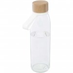 10085301-Szklana butelka na wodę Porto o pojemności 500 ml, z silikonowym uchwytem i z bambusową zakrętką-Przezroczysty bezbarwny