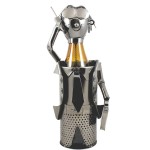 HNZW44-SRE-Metalowy stojak na butelkę Biznesmen-Srebrny