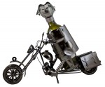 HNZW99-SRE-Metalowy stojak na butelkę Motocyklista-Srebrny